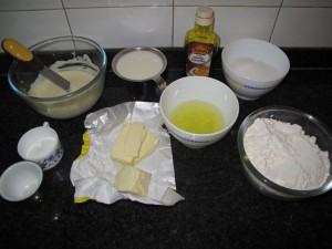 Ingredientes para el bizcocho de chocolate blanco