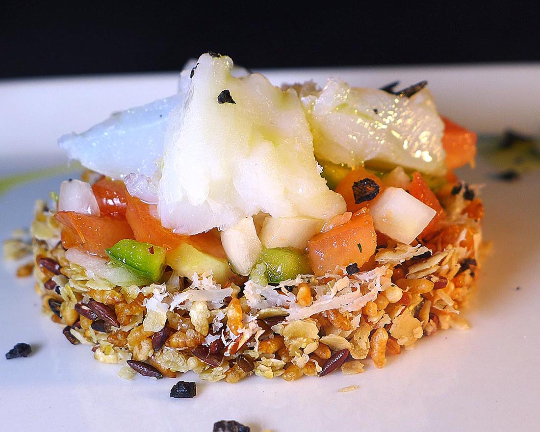 Bacalao sobre lecho de arroz salvaje